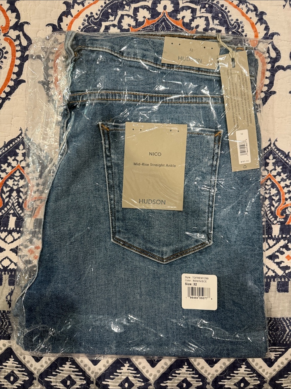 Hudson Jeans Nico Mid-Rise Straight Ankle Jeans - Denim Blue